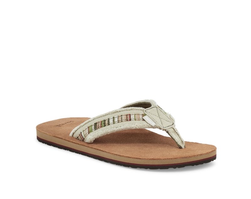 Sanuk Mens Fraid So Eco-Friendly Brown / Beige Flip Flops | ARVPGU068